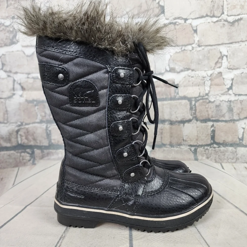 Sorel Torino  II Waterproof Winter Boot Faux Fur Cuff Lace Front Black Size 5 - Picture 16 of 16